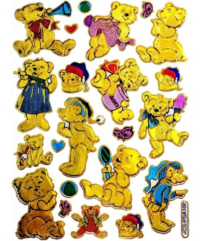 Stickers Glitter Pack 10 Sheets Cute Love Gold Teddy Bear Cartoon Stickers Label for Kids and Teachers Label Art Decal Craft ...