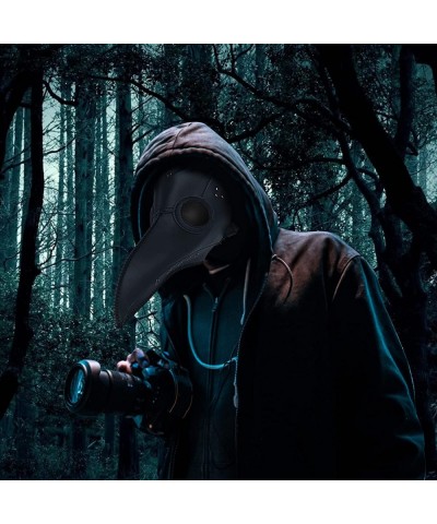 Plague Doctor Mask Creepy Long Nose Beak Halloween Mask Breathable Adjustable Leather Mask for Halloween Party $30.34 Kids' D...