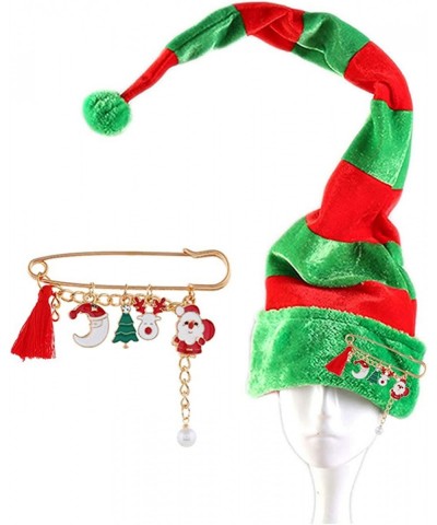 Long Striped Party Elf Hat Novelty Christmas Elf Hat with Cute Brooch Pin $18.45 Kids' Party Hats