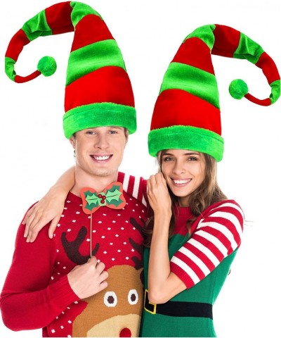 Long Striped Party Elf Hat Novelty Christmas Elf Hat with Cute Brooch Pin $18.45 Kids' Party Hats