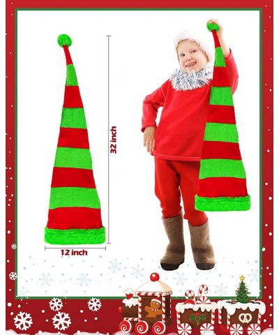 Long Striped Party Elf Hat Novelty Christmas Elf Hat with Cute Brooch Pin $18.45 Kids' Party Hats