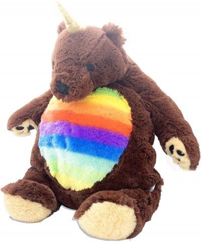 Plush Grizzly Teddy Bear Magical Brown Bear Unicorn Stuffed Animal Bearicorn with Golden Horn and Rainbow Belly Unicorn Decor...