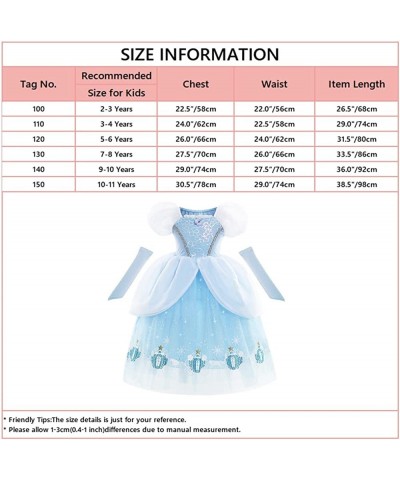 Girls Cinderella Dress Princess Birthday Puff Sleeve Fancy Christmas Party Gown Halloween Costume (w/Accessories) $31.88 Kids...