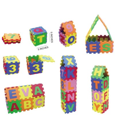 Baby Foam Play Mat (36-Piece Set) 5x5 Inches Interlocking Alphabet and Numbers Floor Puzzle Colorful EVA Tiles Girls Boys Sof...