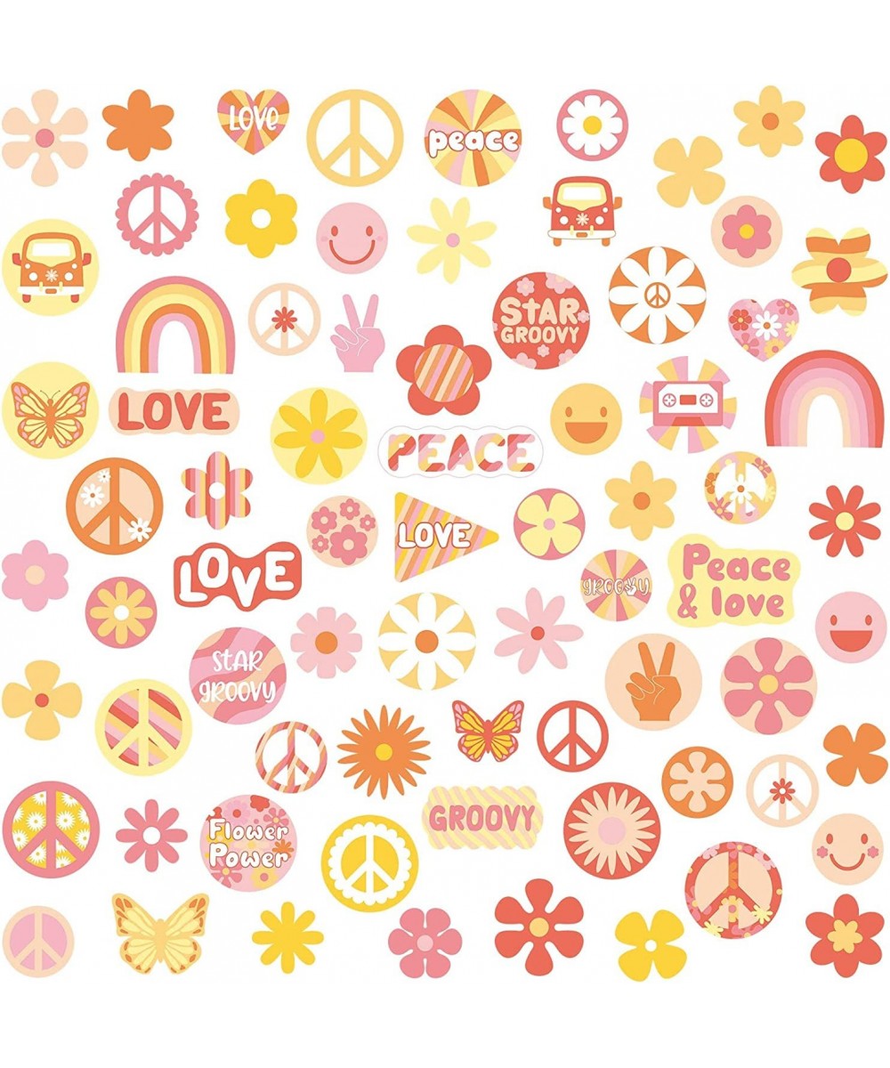 150 Pcs Groovy Retro Hippie Theme Party Stickers Boho Rainbow Daisy Flower Stickers Hippie Flower Car Stickers Colorful Peace...