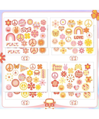 150 Pcs Groovy Retro Hippie Theme Party Stickers Boho Rainbow Daisy Flower Stickers Hippie Flower Car Stickers Colorful Peace...