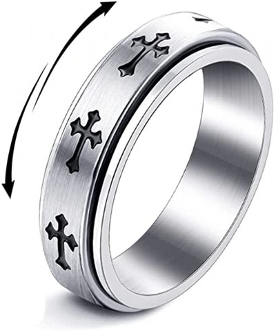 Cross Fidget Spinner Ring for Women Men Anxiety Stress Relief Rotate Freely Inspirations Stainless Steel Band Wedding Promise...