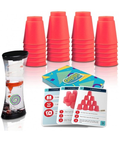 Stacking Cups Game with 18 Fun Challenges and Water Timer 24 Stacking Cups Sturdy Plastic Classic Family Game Great Gift Idea...