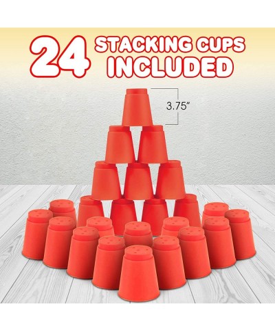 Stacking Cups Game with 18 Fun Challenges and Water Timer 24 Stacking Cups Sturdy Plastic Classic Family Game Great Gift Idea...