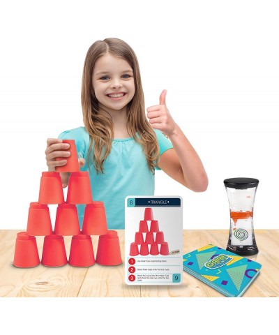 Stacking Cups Game with 18 Fun Challenges and Water Timer 24 Stacking Cups Sturdy Plastic Classic Family Game Great Gift Idea...