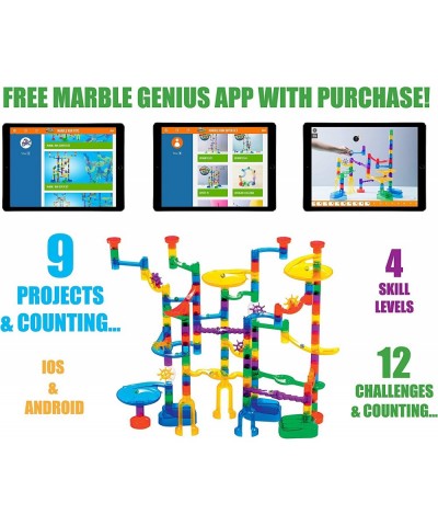 Marble Run Super Set 150 Complete Pieces (85 Translucent Marbulous Pieces + 65 Glass-Marble Set) & Free Instruction App Marbl...