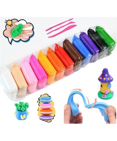 12 Colors Air Dry Clay for Kids Non-Toxic Soft & Ultra Light Modeling Clay with Project Book Accessories and Sculpting Tools ...