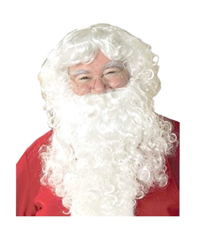 Santa Wig and Beard Set Costume 3 Pieces-White Wigs Beard and Wig Cap for Christmas $20.40 Kids' Dress-Up Accessories