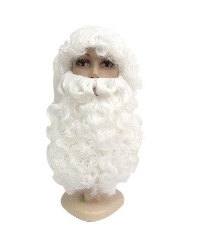 Santa Wig and Beard Set Costume 3 Pieces-White Wigs Beard and Wig Cap for Christmas $20.40 Kids' Dress-Up Accessories