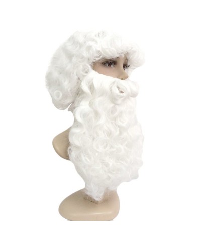 Santa Wig and Beard Set Costume 3 Pieces-White Wigs Beard and Wig Cap for Christmas $20.40 Kids' Dress-Up Accessories