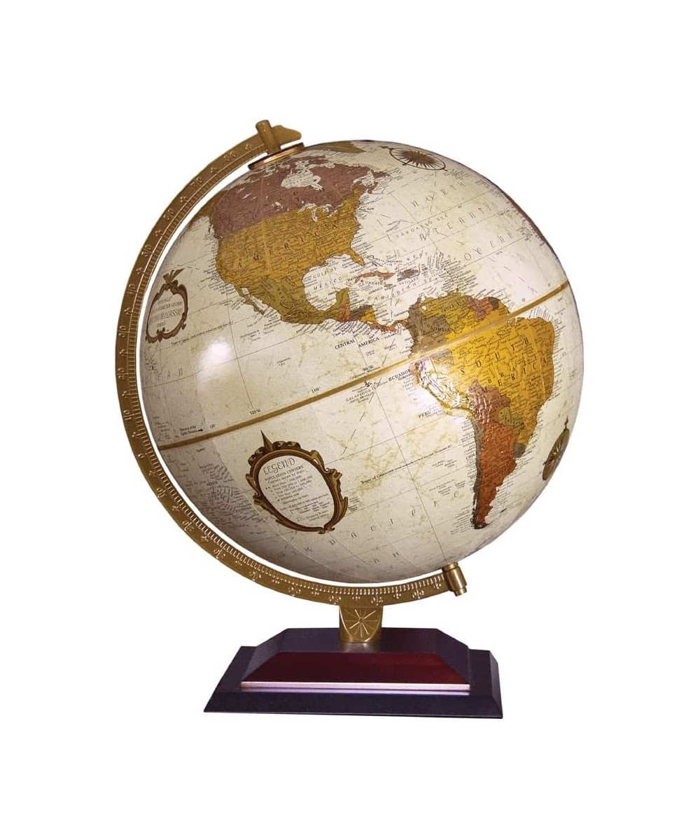 Andorra 12" Desktop World Globe Raised Relief Up-to-Date Cartography Made in USA (Antique Ocean with Bronze Metallic Continen...