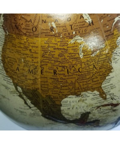 Andorra 12" Desktop World Globe Raised Relief Up-to-Date Cartography Made in USA (Antique Ocean with Bronze Metallic Continen...