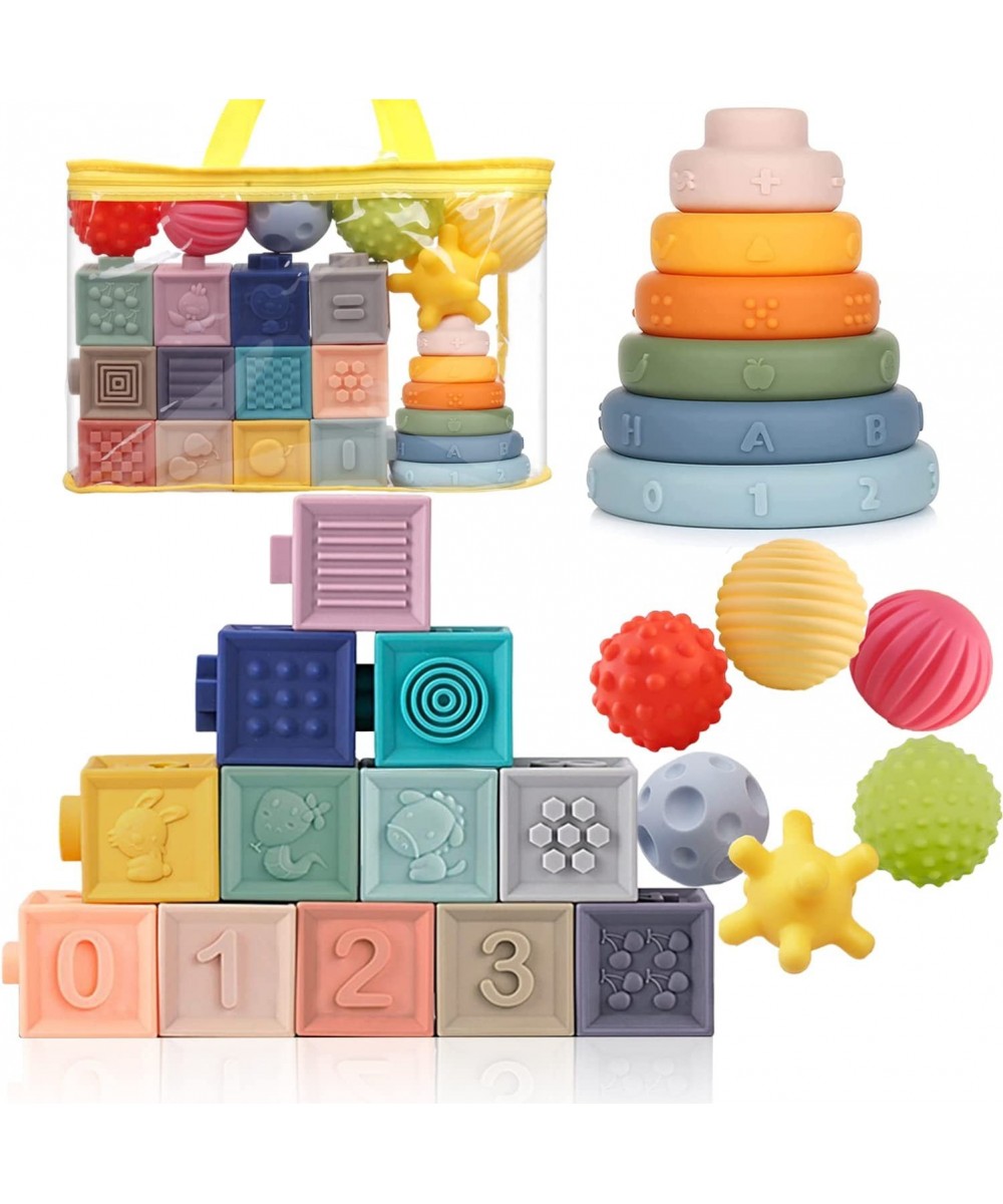 Montessori Toys for Babies Soft Stacking Building Blocks Rings Balls Sets 3 in 1 Soft Baby Toys Bundle for Babies 6-12 Months...