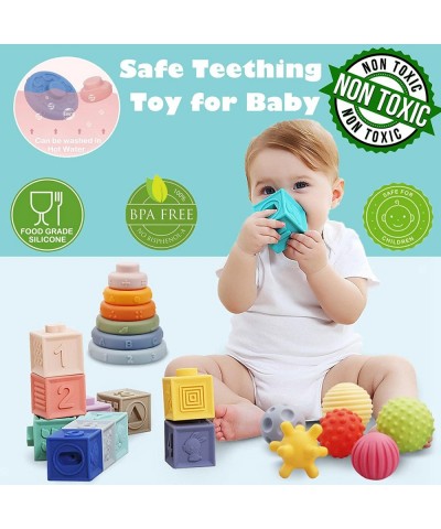 Montessori Toys for Babies Soft Stacking Building Blocks Rings Balls Sets 3 in 1 Soft Baby Toys Bundle for Babies 6-12 Months...