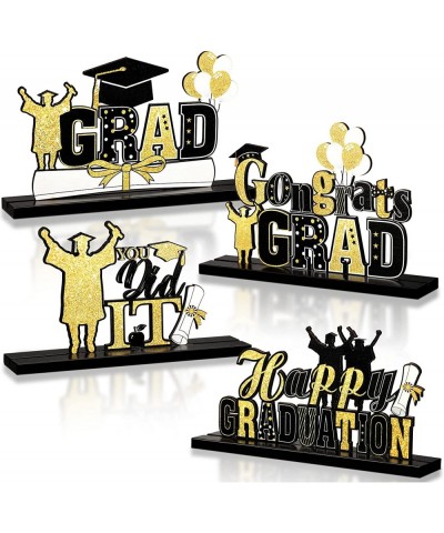 4 Pieces 2023 Wooden Graduation Party Decorations Congrats Grad Centerpieces Congratulate Graduation Table Toppers for High S...