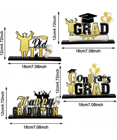 4 Pieces 2023 Wooden Graduation Party Decorations Congrats Grad Centerpieces Congratulate Graduation Table Toppers for High S...