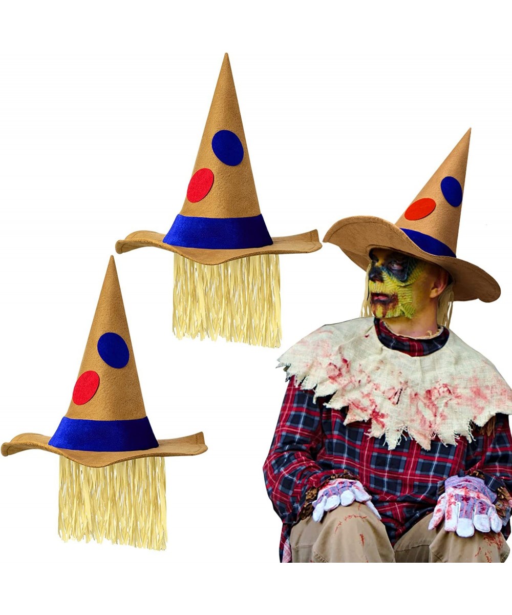 2 Pieces Halloween Scarecrow Wizard Hat Witch Hat Sombrero Party Silly Hats Party Costume Accessories Headwear for Men Women ...