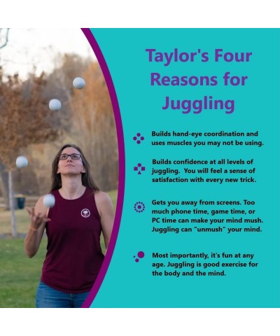 Taylor Tries Signature Pro Series Juggling Balls- Professional 8 Panel Ball with Drawstring Carry Bag - 110 Grams 67mm - Set ...