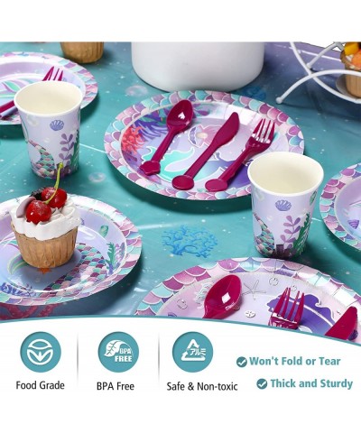 172 Pcs Mermaid Party Supplies Mermaid Birthday Set for Girls Including Plate Napkin Cup Knife Fork and Spoon Tablecloth Set ...