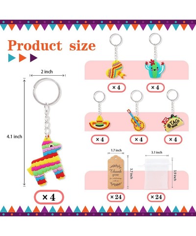 Cute Mexican Fiesta Keychains Party Favors 24 Sets Mexican Fiesta Cinco De Mayo Party Goodie Gifts Bag Decor with Thank You K...