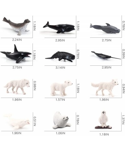 Arctic Polar Animals Model Playsets 12 PCS Mini Polar Bear Narwhals Killer Whale Seal White Wolf Action Figure Toys for Boys ...