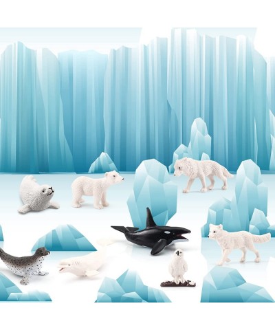 Arctic Polar Animals Model Playsets 12 PCS Mini Polar Bear Narwhals Killer Whale Seal White Wolf Action Figure Toys for Boys ...