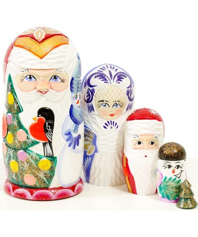 Santa and Friends - Russian Nesting Doll - Hand Painted (6.75`` (5 Dolls in 1) Wooden Santa Nesting Doll - C) $63.70 Nesting ...