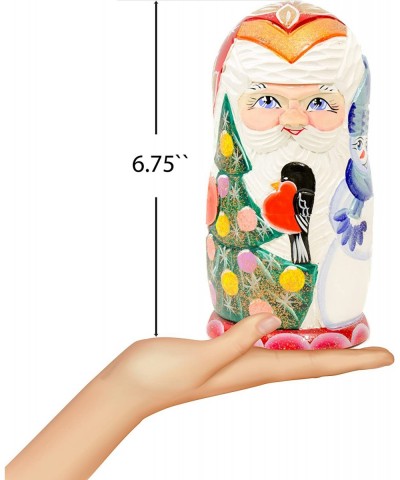 Santa and Friends - Russian Nesting Doll - Hand Painted (6.75`` (5 Dolls in 1) Wooden Santa Nesting Doll - C) $63.70 Nesting ...