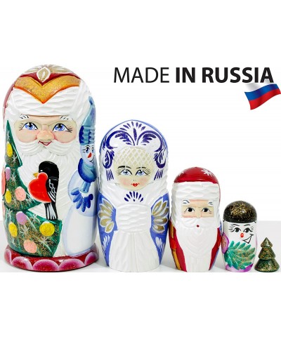 Santa and Friends - Russian Nesting Doll - Hand Painted (6.75`` (5 Dolls in 1) Wooden Santa Nesting Doll - C) $63.70 Nesting ...