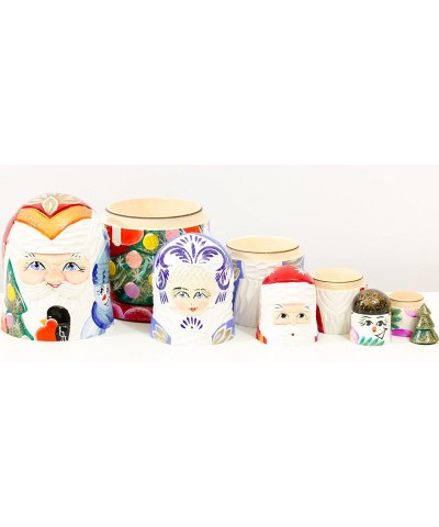 Santa and Friends - Russian Nesting Doll - Hand Painted (6.75`` (5 Dolls in 1) Wooden Santa Nesting Doll - C) $63.70 Nesting ...