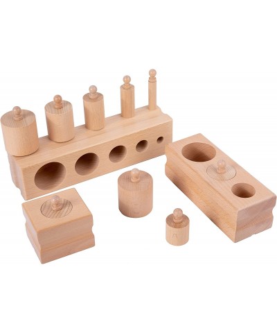 Montessori Toys for Babies 6-12 Months Wooden Knob Log Mini-Cylinder Block Preschool Learning Baby Game Sensory Toys for Kids...