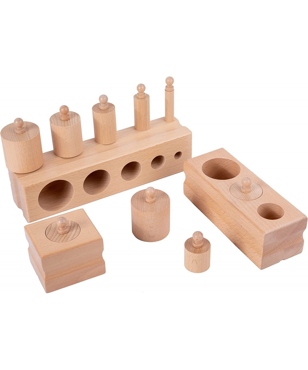 Montessori Toys for Babies 6-12 Months Wooden Knob Log Mini-Cylinder Block Preschool Learning Baby Game Sensory Toys for Kids...