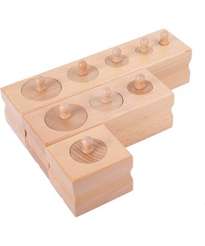 Montessori Toys for Babies 6-12 Months Wooden Knob Log Mini-Cylinder Block Preschool Learning Baby Game Sensory Toys for Kids...