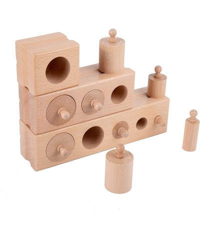 Montessori Toys for Babies 6-12 Months Wooden Knob Log Mini-Cylinder Block Preschool Learning Baby Game Sensory Toys for Kids...