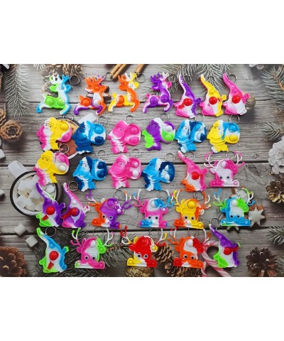 （Christmas Party Gift ） 30 Packs Bulk Santa Deer Rudolph Mini Pop Fidget Key Chain Christmas Party Favors Supplies and Studen...