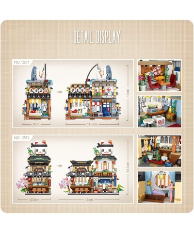 Street View Japanese Style Seafood Store Model St Assembly Mini Building Blocks 790PCS Building Blocks Assembly MOC Model STE...