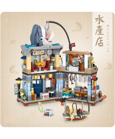 Street View Japanese Style Seafood Store Model St Assembly Mini Building Blocks 790PCS Building Blocks Assembly MOC Model STE...