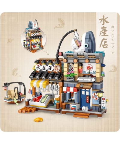 Street View Japanese Style Seafood Store Model St Assembly Mini Building Blocks 790PCS Building Blocks Assembly MOC Model STE...