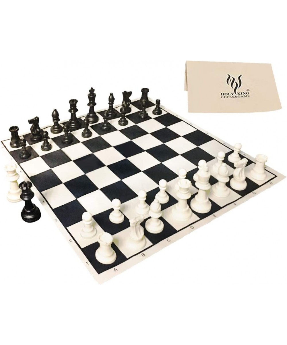 19" Tournament Cloth Chess Board Set - Portable Travel Chess Game Set Roll Up Combination- Beginner Chess Set for Kids and Ad...