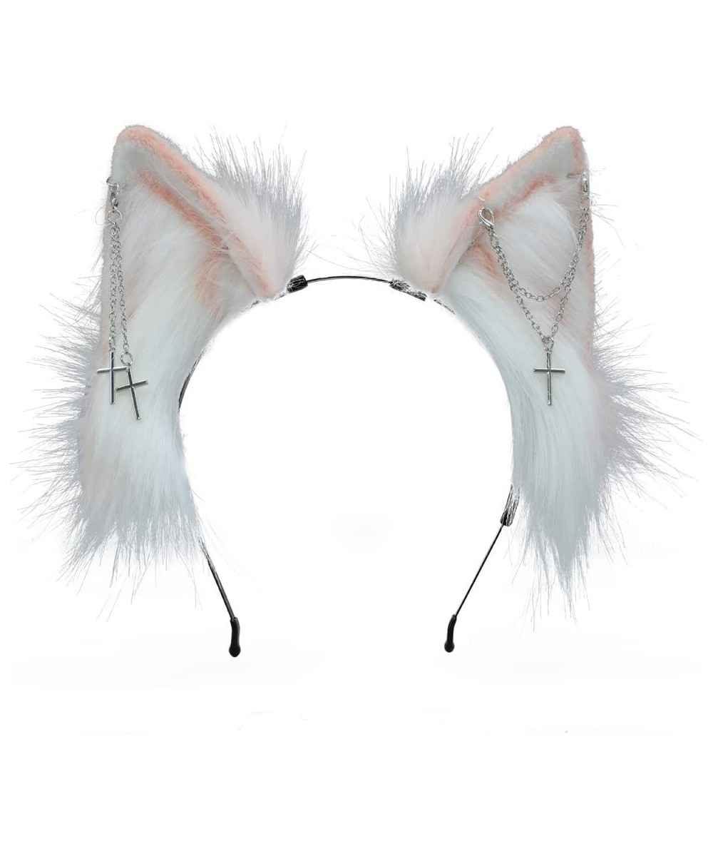 Animal Cosplay Ears Fox Cat Ears Chain Punk Cross Cat Ears Headbands (Chain Pink) $33.91 Kids' Dress-Up Accessories