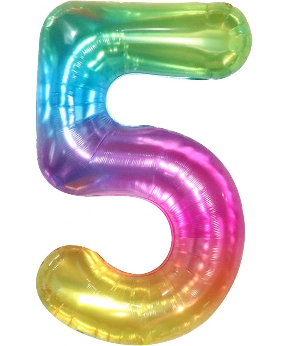 Giant Rainbow Number 5 Balloon - 40 Inch | Rainbow 5 Balloon Number for 5th Birthday Decorations Girl | Number 5 Balloons for...