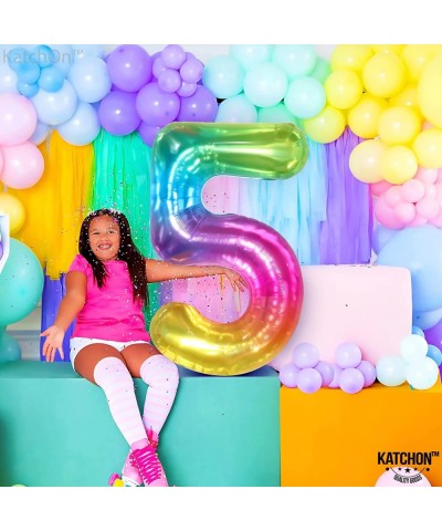 Giant Rainbow Number 5 Balloon - 40 Inch | Rainbow 5 Balloon Number for 5th Birthday Decorations Girl | Number 5 Balloons for...