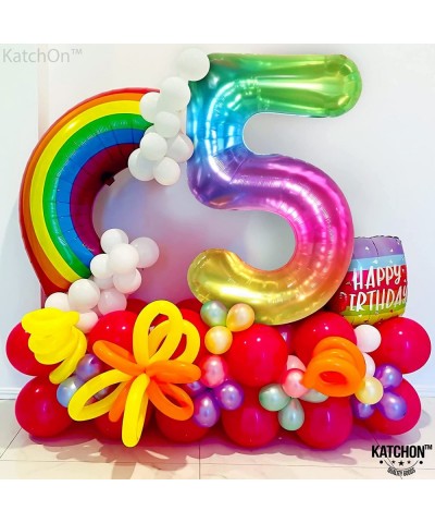 Giant Rainbow Number 5 Balloon - 40 Inch | Rainbow 5 Balloon Number for 5th Birthday Decorations Girl | Number 5 Balloons for...