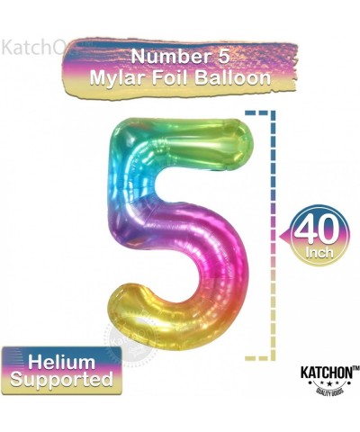 Giant Rainbow Number 5 Balloon - 40 Inch | Rainbow 5 Balloon Number for 5th Birthday Decorations Girl | Number 5 Balloons for...