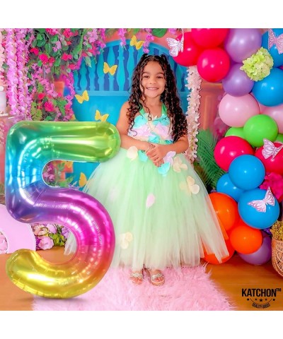 Giant Rainbow Number 5 Balloon - 40 Inch | Rainbow 5 Balloon Number for 5th Birthday Decorations Girl | Number 5 Balloons for...